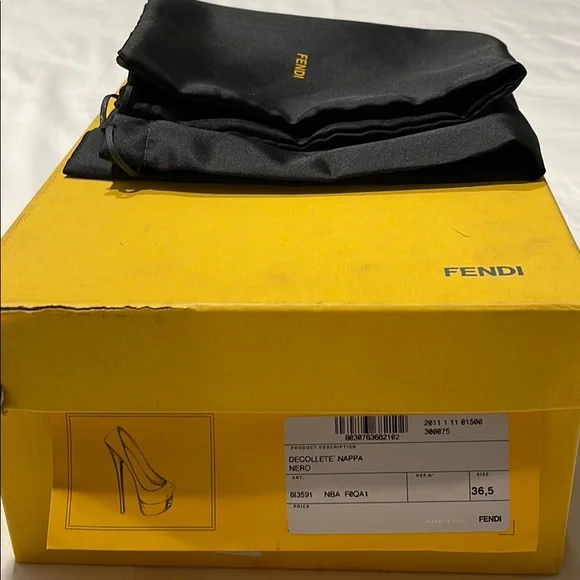 FENDI Décolleté black platform heels FF size 36.5 - Picture 6 of 6